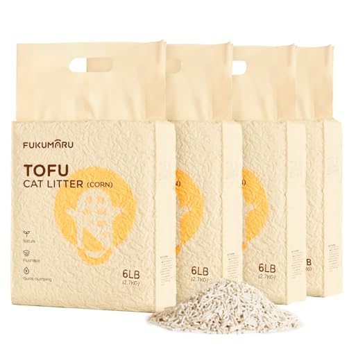 FUKUMARU Tofu Katzenstreu 10.8kg, Klumpstreu für Katzen, Gemischtes Maispellets, Staubfrei und Leicht klumpend, Geruchskontrolle, spült in der Toilette, Geringe Rückstände von FUKUMARU