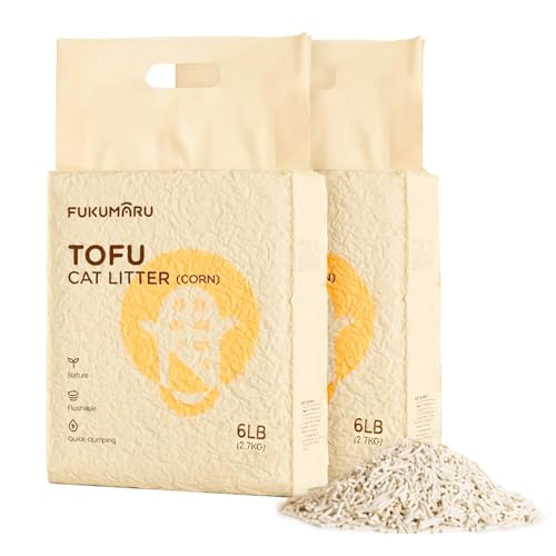 FUKUMARU Tofu Katzenstreu 5.4kg, Klumpstreu für Katzen, Gemischtes Maispellets, Staubfrei und Leicht klumpend, Geruchskontrolle, spült in der Toilette, Geringe Rückstände von FUKUMARU