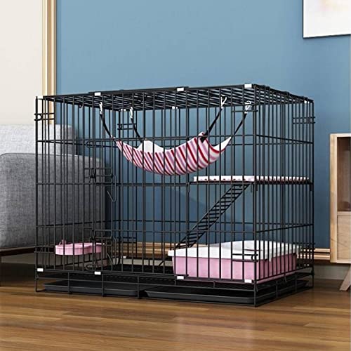 Katzenkäfig Katzenhäuser Für Katzen Im Innenbereich Abnehmbarer Metalldraht 2-Stöckiger Katzenkäfig Katzenlaufstall Katzenwohnungskäfig Geeignet Für 1 Katzen ( Color : Black-B , Size : 70*50*60cm ) von FUMANYI