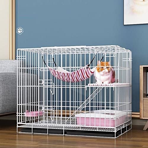 Katzenkäfig Katzenhäuser Für Katzen Im Innenbereich Abnehmbarer Metalldraht 2-Stöckiger Katzenkäfig Katzenlaufstall Katzenwohnungskäfig Geeignet Für 1 Katzen ( Color : White-A , Size : 85*60*70cm ) von FUMANYI