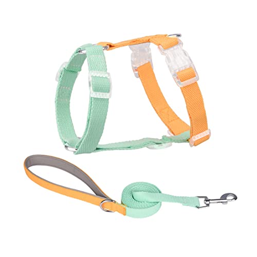 FUNAT Farbe Hund Schleppband Brustgurt, Kontrast Tierhalsband Zugseil-Set für Harness, Einfache und stilvolle Macaron Halsband Geeignet für Katzen Hunde von FUNAT