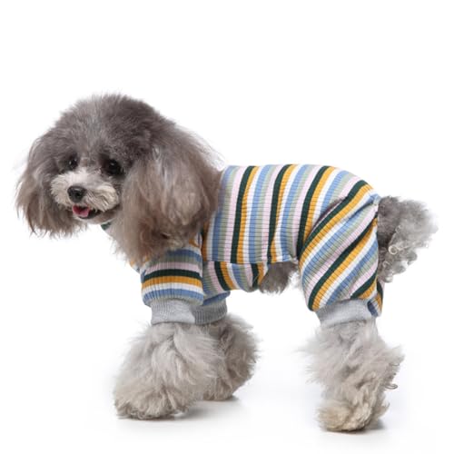 FUNAT Haustierbekleidung und Heimbekleidung, Gestreifte Hundebekleidung Pyjamas, High Collar Haustier Hundebekleidung Vier Beinige Kleidung von FUNAT