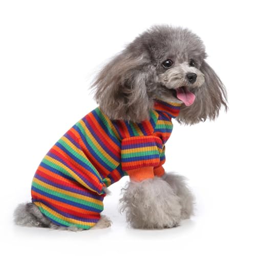 FUNAT Haustierbekleidung und Heimbekleidung, Gestreifte Hundebekleidung Pyjamas, High Collar Haustier Hundebekleidung Vier Beinige Kleidung von FUNAT