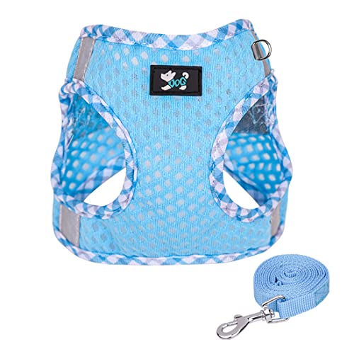 FUNAT Hund Atmungsaktives Mesh Harness Traktion Seil Set, Haustier Große Maschen Reflektierender Brustgurt, Hundeweste Geschirr aus atmungsaktivem Air Mesh von FUNAT