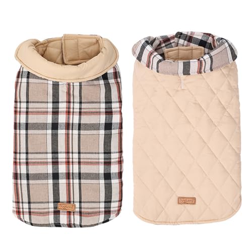 FUNAT Hund Winter Dickes Mantel, Doppelseitige Nylon wasserdichte Haustier Kleidung Baumwolljacke, Kaltwettermantel Hundewestengeschirr Welpen Winter Warme Jacke von FUNAT