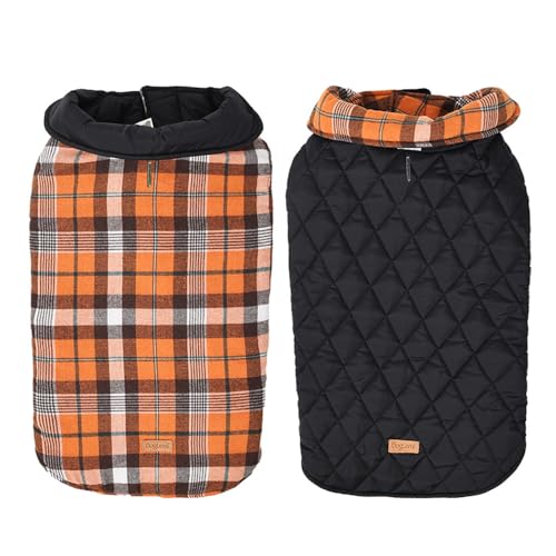 FUNAT Hund Winter Dickes Mantel, Doppelseitige Nylon wasserdichte Haustier Kleidung Baumwolljacke, Kaltwettermantel Hundewestengeschirr Welpen Winter Warme Jacke von FUNAT