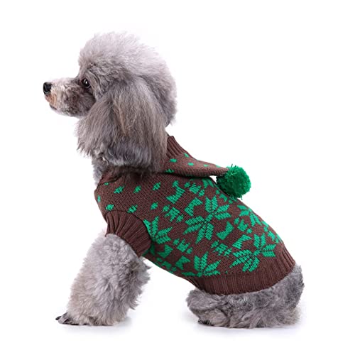 FUNAT Hund warme Pullover, Das gestreifte Halsband des Hundes, Weihnachten Schneeflocke Hund Herbst Winter Pullover von FUNAT