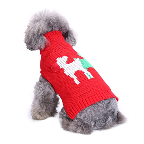 FUNAT Hund warme Pullover, Das gestreifte Halsband des Hundes, Weihnachten Schneeflocke Hund Herbst Winter Pullover von FUNAT