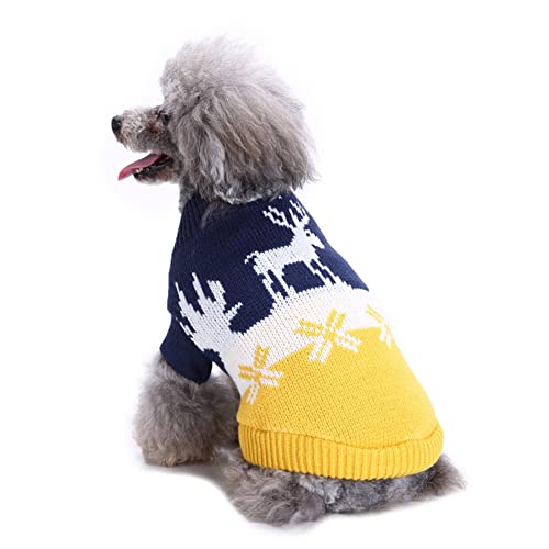 FUNAT Hund warme Pullover, Das gestreifte Halsband des Hundes, Weihnachten Schneeflocke Hund Herbst Winter Pullover von FUNAT