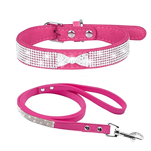 FUNAT Hundehalsband mit Strasssteinen + Glänzende Hundeleine, Halsband für Hunde und Katzen + Zugseil aus Strass von FUNAT