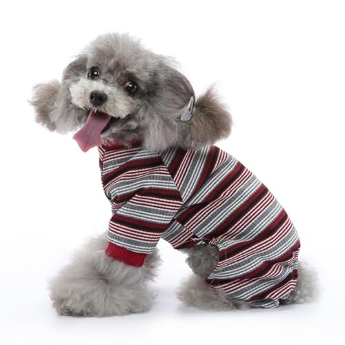 FUNAT Hundepyjama mit Streifen, Haustier Home Kleidung Warmer Pullover, Hund chirurgischer Recovery Anzug, Hund Pullover ist für kleine und mittlere Hunde geeignet von FUNAT