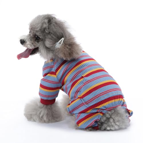 FUNAT Hundepyjama mit Streifen, Haustier Home Kleidung Warmer Pullover, Hund chirurgischer Recovery Anzug, Hund Pullover ist für kleine und mittlere Hunde geeignet von FUNAT