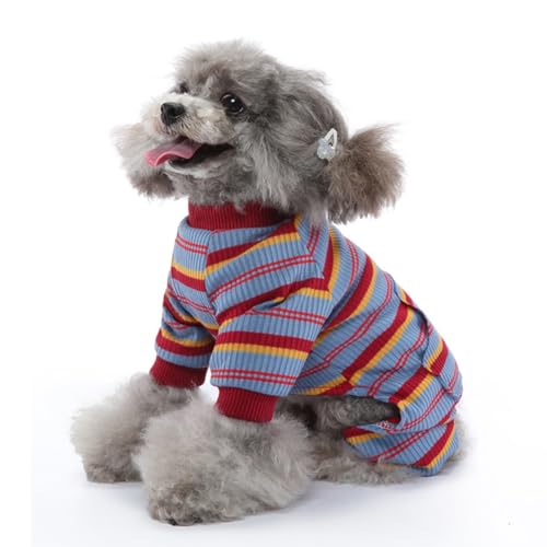 FUNAT Hundepyjama mit Streifen, Haustier Home Kleidung Warmer Pullover, Hund chirurgischer Recovery Anzug, Hund Pullover ist für kleine und mittlere Hunde geeignet von FUNAT