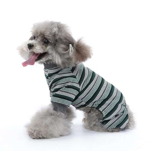 FUNAT Hundepyjama mit Streifen, Haustier Home Kleidung Warmer Pullover, Hund chirurgischer Recovery Anzug, Hund Pullover ist für kleine und mittlere Hunde geeignet von FUNAT