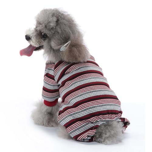 FUNAT Hundepyjama mit Streifen, Haustier Home Kleidung Warmer Pullover, Hund chirurgischer Recovery Anzug, Hund Pullover ist für kleine und mittlere Hunde geeignet von FUNAT