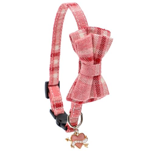 FUNAT Katzenbogenhalsband, Love Anhänger Glockenhalsband für Katze, Katze Halsband am Valentinstag, Katze Bogen Halsband mit Glocke von FUNAT