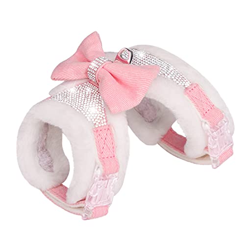 FUNAT Plüsch Brustgurte für Hunde, Strass Winter Hundegeschirr, Weste Bow Harness für kleine mittlere Hunde von FUNAT