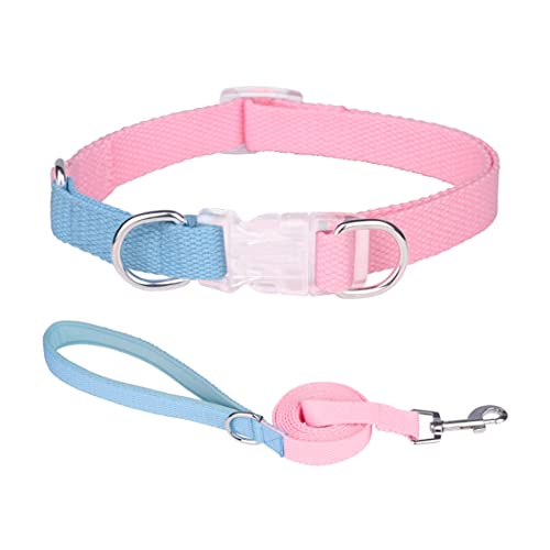 FUNAT Polyester Gurtband Hundehalsband, Kontrasttierhalsband Zugseil-Set für Harness, Einfache und stilvolle Macaron Halsband Geeignet für Katzen Hunde von FUNAT