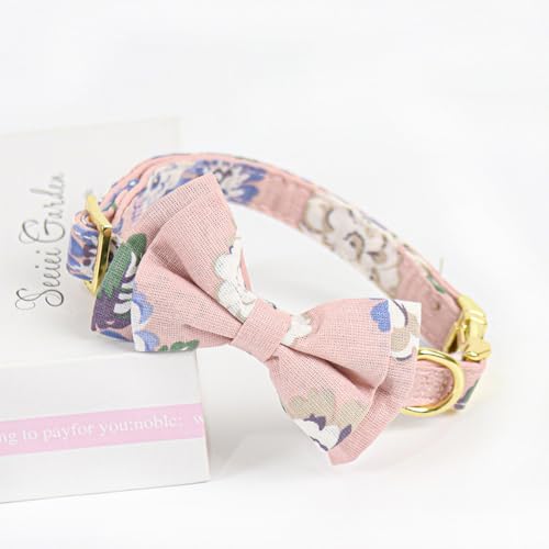 FUNAT Rosa Hundehalsband mit Blume, Legierung Schnalle Bogenhalsband Geeignet für mittlere bis große Hunde, Hund Floral Sonnenblumenhalsband von FUNAT