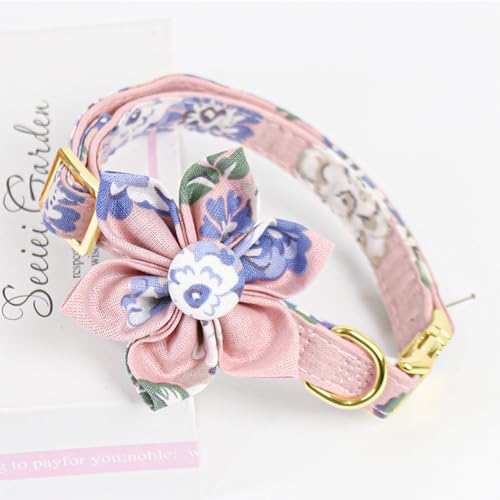 FUNAT Rosa Hundehalsband mit Blume, Legierung Schnalle Bogenhalsband Geeignet für mittlere bis große Hunde, Hund Floral Sonnenblumenhalsband von FUNAT