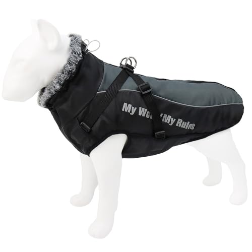 FUNAT Warme Reflektierende Hundebekleidung, Dicker Hund Baumwollmantel, Hundejacke Hund Wintermantel Hund Kaltwetter Mäntel, Warme Winddichte Hund Schnee Jacke Kleidung von FUNAT