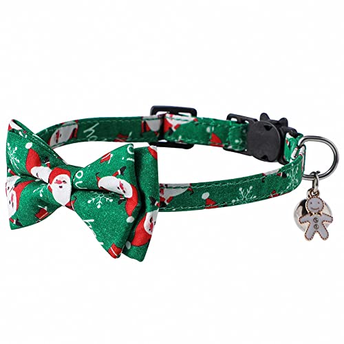 FUNAT Weihnachten Katze Halsbänder mit Fliege und Glocke, Breakaway Kätzchen Halsband für Katzen, Schneemann Haustier Bowknot Bell Katze Halsband 1.0 * 28cm von FUNAT