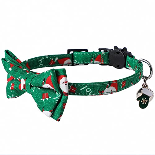 FUNAT Weihnachten Katze Halsbänder mit Fliege und Glocke, Breakaway Kätzchen Halsband für Katzen, Schneemann Haustier Bowknot Bell Katze Halsband 1.0 * 28cm von FUNAT