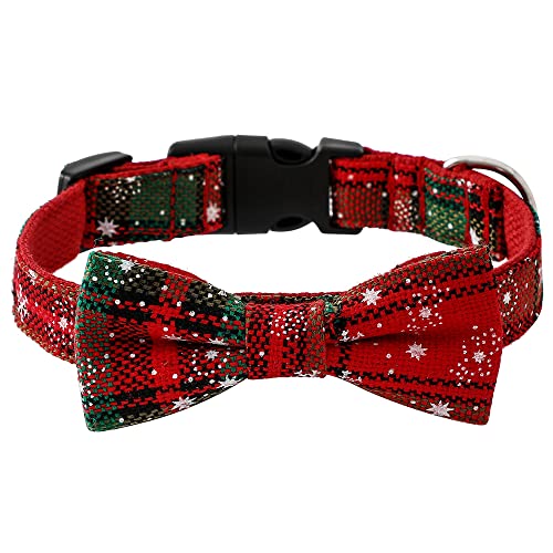 FUNAT Weihnachts Hundehalsband, Hundemütze Schneeflocke Hundehalsband Hundefliege, Strapazierfähige Schnalle, Bequeme Fliege für kleine, mittelgroße Hunde von FUNAT