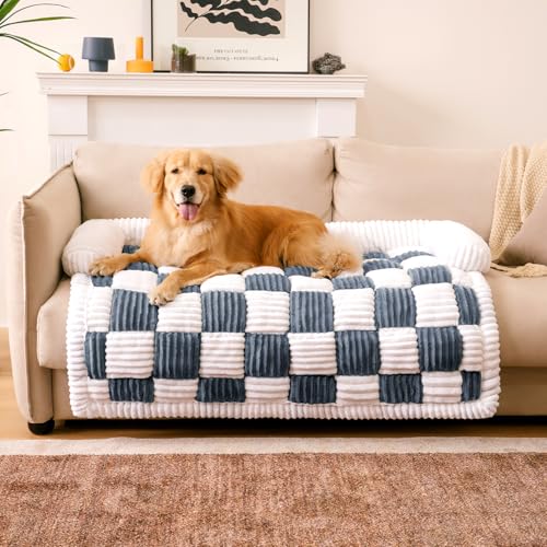 FUNNY FUZZY Haustier-Couchbezüge für Sofa, große Hunde-Couch-Abdeckung, Schutz, Plüsch-Haustierbett-Matte für Möbelschutz, Größe XL, gedecktes Grau von FUNNY FUZZY