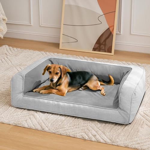 FUNNY FUZZY Hundesofa für kleine Hunde, Katzenbetten für Indoor-Katzen mit orthopädischem Eierkisten-Schaumstoff, abnehmbarer waschbarer Bezug, rutschfeste Unterseite, Haustierbett für Welpen, von FUNNY FUZZY