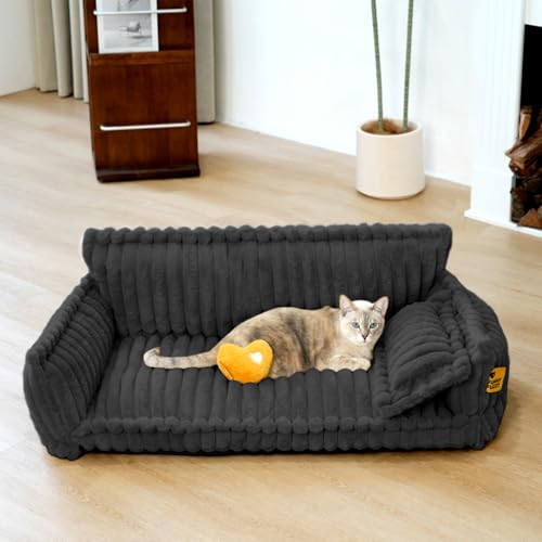 FUNNY FUZZY Hundebett für große Hunde, Flauschige Katzen-Couch für Hauskatzen, Beruhigende Couch für Haustiere mit abnehmbarem waschbarem Bezug, rutschfeste Unterseite, Haustier-Couch-Bett für Hund von FUNNY FUZZY