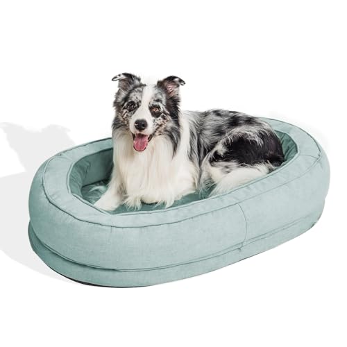 Funny Fuzzy Hundebett für große Hunde, orthopädisch, wasserdicht, Eierkisten-Schaumstoff mit waschbarem, abnehmbarem Haustierbettbezug, rutschfestes XL-Hundebett für extra große Hunde und Katzen von FUNNY FUZZY