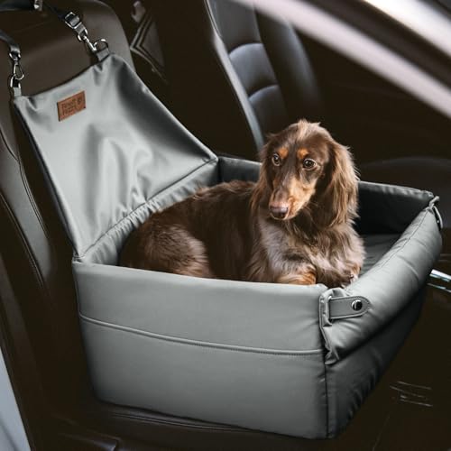 FUNNYFUZZY Hunde Autositz für kleine Hunde, Wasserdichter Hundeerhöhung Autositz, Kunstleder Haustier Autositz Reisebett mit Dickem Kissen, Autositz für Hunde (Abyss Blue, 50.0 cm L x 45.0 cm B x 24.0 von FUNNY FUZZY