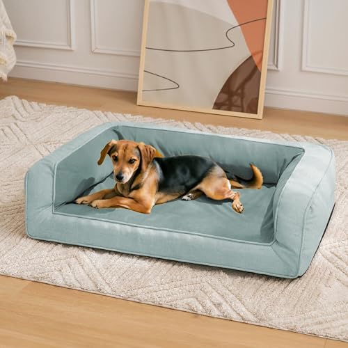 FUNNY FUZZY Hundesofa für kleine Hunde, Katzenbetten für Indoor-Katzen mit orthopädischem Eierkisten-Schaumstoff, abnehmbarer, waschbarer Bezug, Haustierbett für Welpen und Kätzchen mit rutschfester von FUNNY FUZZY