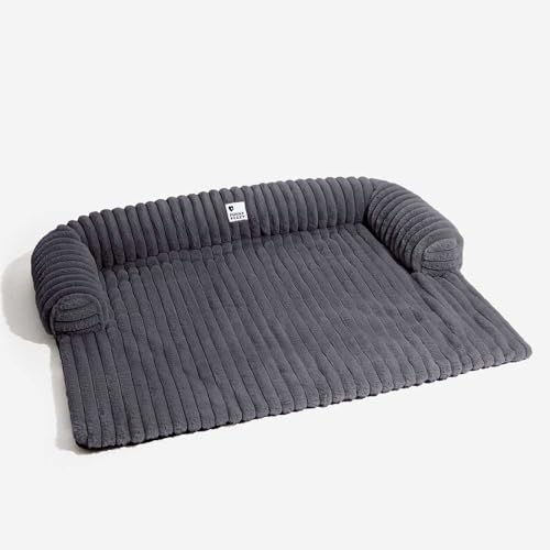 Fuzzy Haustier-Couchbezüge für Sofa, 119,4 cm L × 94 cm B × 15,2 cm H, flauschige Sofadecke, Nackenrolle, Hundematte, Couchbezug, Schiefergrau von FUNNY FUZZY