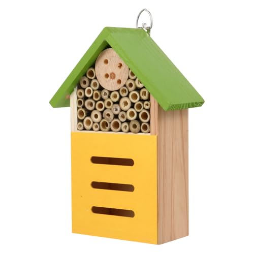 FUNOMOCYA 1Stk Insektenbienennest insektenhäuser insektenhitel Holzhaus für Insekten gartendekoration Insektenhaus Insektenkabine Gartenhaus vogelhaus Insektennest Bienenstock aus Holz Eisen von FUNOMOCYA