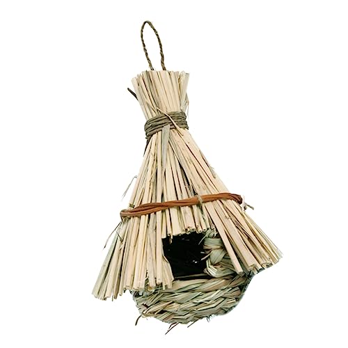 FUNOMOCYA Gefertigt Gras Vogel Vogelkäfig Vogel Nest Ornament 17x17x30cm Garten Zubehör von FUNOMOCYA