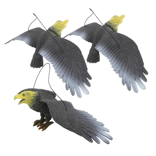 FUNOMOCYA 3 Stück Vogel Adler Vogelabwehr Hängende Vogelscheuche Realistische Fliegende Köder Eule Figur Kunststoff Erschrecken Vögel Anhänger Dekorative von FUNOMOCYA