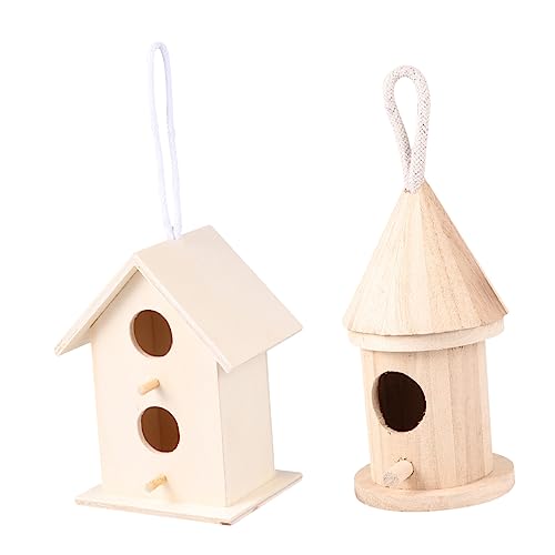 FUNOMOCYA Holz Vogel Nest Kit Vögel Bett Licht Gelb Garten Dekoration Hause Ornament von FUNOMOCYA