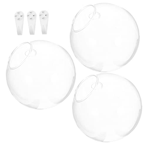 FUNOMOCYA 3er Set Wandmontierte Glasvase Kreative Hydrokultur Glasvase Für Blumen Blumentöpfe Mit 10cm Durchmesser Inklusive Unsichtbare Nägel Und Kristallerde von FUNOMOCYA