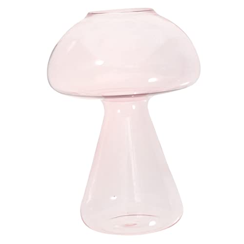 FUNOMOCYA Pilzvase Pilzdekor Terrarium hochzeits Dekoration vase for Living Room blumenkübel pflanzentopfe pflanzgefäße vases Büro Blumenvase dekorative Glasvase Rosa Wiederverwendbar von FUNOMOCYA