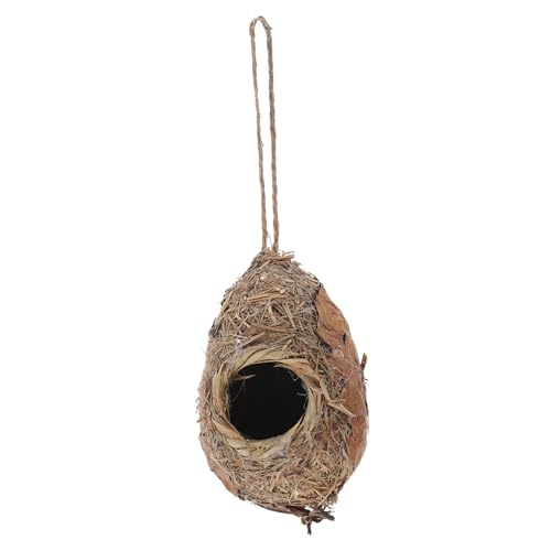 FUNOMOCYA Vogelnest aus Stroh vogelhaus tierbedarf vogelkäfig käfig pet Supplies gartenbedarf Gras nistender Vogel Kolibri Stroh Papageienhaus Grasvogel Vogelversorgung hängendes Vogelnest von FUNOMOCYA