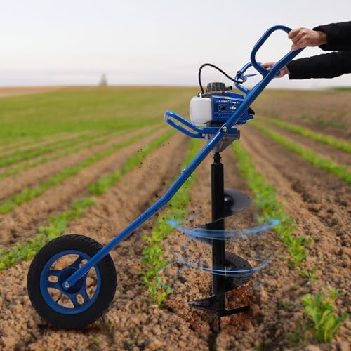 FUNYSF 63CC 2-Takt 3 PS Erdbohrer Benzin Rammgerät 11 Zoll Erdbohrer, Schubkarren Erdbohrer für Bauernhof Garten, Erdbohrer, Landwirtschaft Forstwirtschaft von FUNYSF