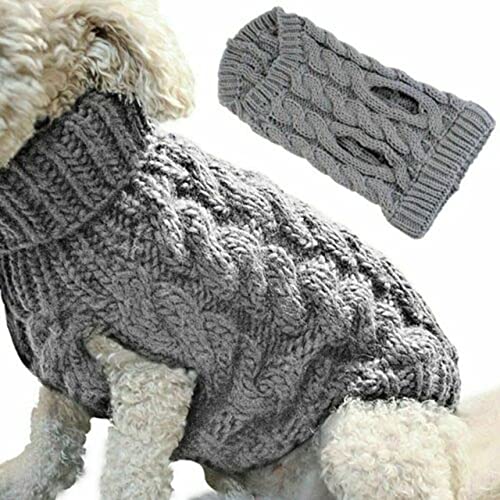 FUNZE Winter-Hundekleidung für Chihuahua, weiche Welpen, Kätzchen, hohe Kragen, einfarbig, Design, Pullover, modische Kleidung für Hunde und Katzen von FUNZE