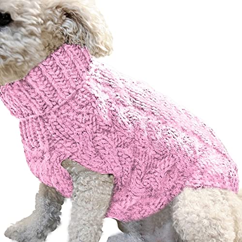 FUNZE Winter-Hundekleidung für Chihuahua, weiche Welpen, Kätzchen, hohe Kragen, einfarbig, Design, Pullover, modische Kleidung für Hunde und Katzen von FUNZE