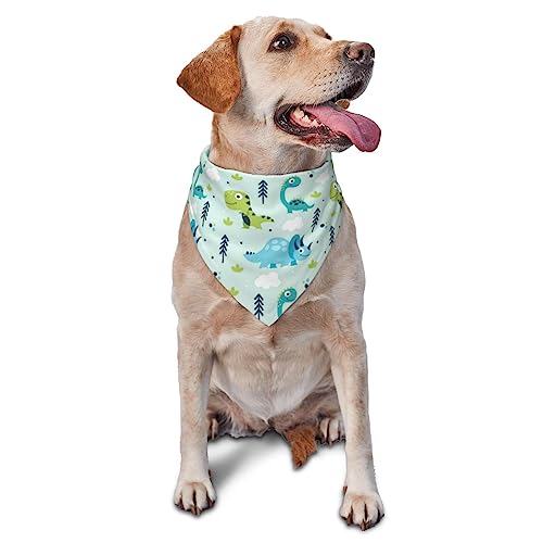 Dinosaurier Muster Hund Bandana Niedlich Weich Waschbar Hund Schal Sommer Verstellbare Katze Halstuch Lätzchen Haustier Dreieckstuch von FURLOU