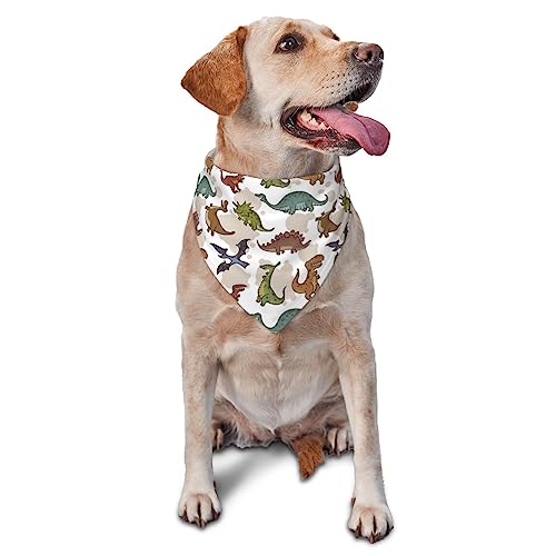 Dinosaurier Muster Hund Bandana Niedlich Weich Waschbar Hund Schal Sommer Verstellbare Katze Halstuch Lätzchen Haustier Dreieckstuch von FURLOU