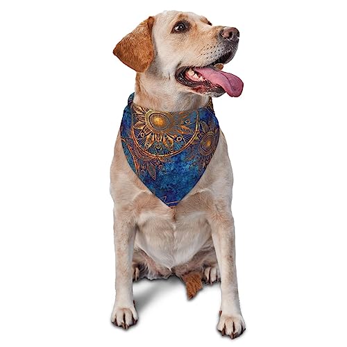 Goldene Blume Blauer Hintergrund Hund Bandana Niedlich Weich Waschbar Hund Schal Sommer Verstellbare Katze Halstuch Lätzchen Haustier Dreieckstuch von FURLOU