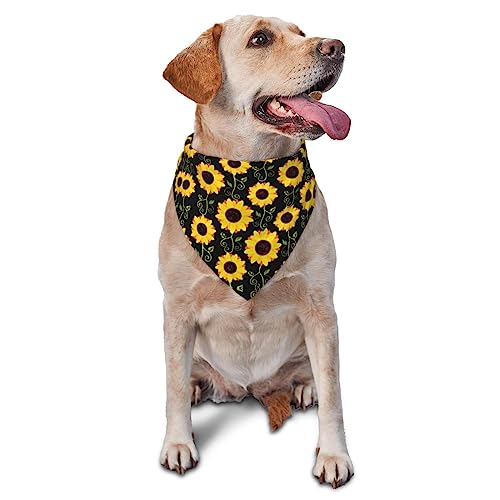 Niedliche Sonnenblume Hund Bandana Niedlich Weich Waschbar Hund Schal Sommer Verstellbare Katze Halstuch Lätzchen Haustier Dreieckstuch von FURLOU