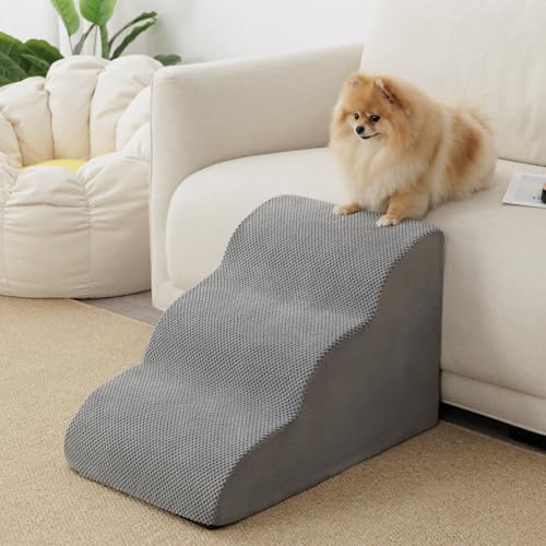 FURRYPAWS Hundetreppe für Bett – rutschfeste Haustiertreppe für kleine Haustiere, 3-stufige Hunderampe für Sofa (60 x 40 x 40 cm) von FURRYPAWS